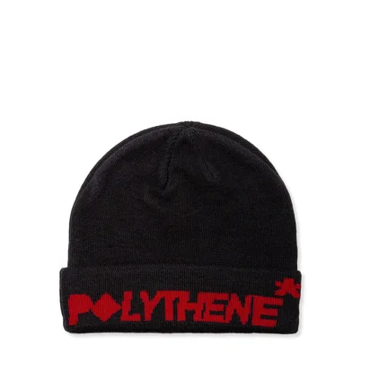 Polythene* Optics Jaquard Logo Beanie (Schwarz / Rot)