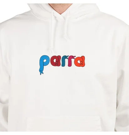 Parra Bird Face Font Hooded Sweatshirt (Weiß)