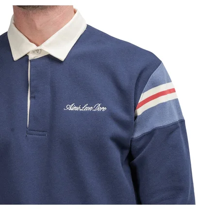 Aimé Leon Dore Ribbed Shoulder Rugby Shirt (Navy)