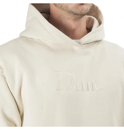 Dime Classic Logo Embroidered Hoodie (Creme)