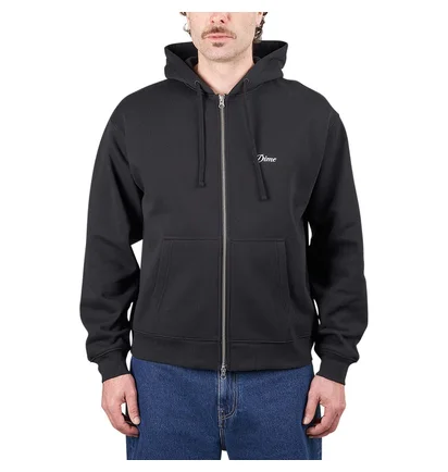 Dime Cursive Small Logo Zip Hoodie (Schwarz)