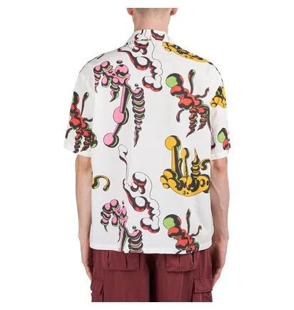 Brain Dead Tetsunori Tawaraya Seersucker Short Sleeve Blouse (Weiß / Multi)