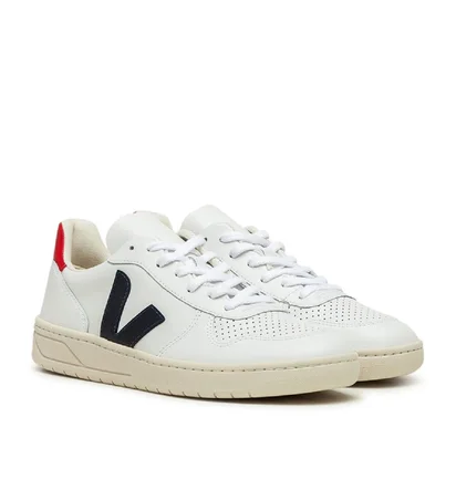 Veja V-10 Leather (Weiß / Schwarz / Rot)