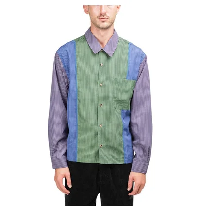 Brain Dead Paneled Stripe Poplin Shirt (Multi)