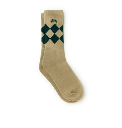 Stüssy Argyle Jacquard Crew Socks (Beige)