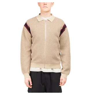 Stüssy Waffle Knit Longsleeve Zip Polo (Khaki)