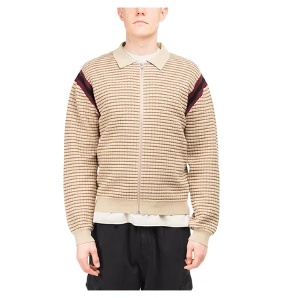 Stüssy Waffle Knit Longsleeve Zip Polo (Khaki)