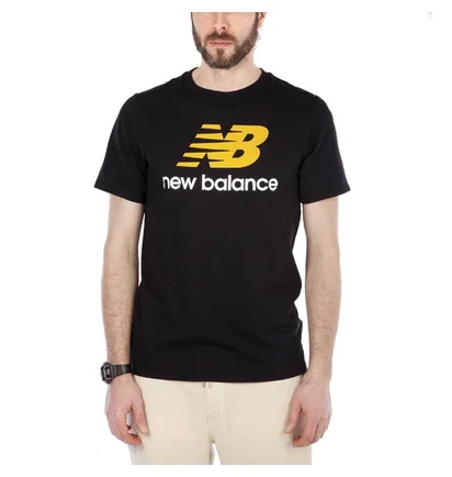 New Balance MT 73587 Essentials Stacked Logo Tee (Schwarz)
