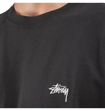 Stüssy Stock Logo Longsleeve Crew (Schwarz)