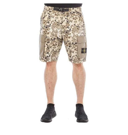 Stone Island Alligator Camo Cotton - Nylon Shorts (Beige)