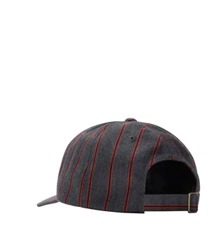 Stüssy Big Logo Striped Low Pro Cap (Grau / Rot)
