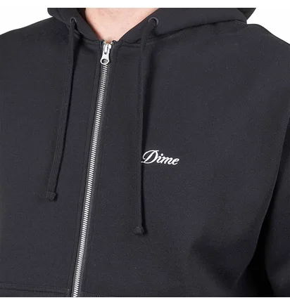Dime Cursive Small Logo Zip Hoodie (Schwarz)