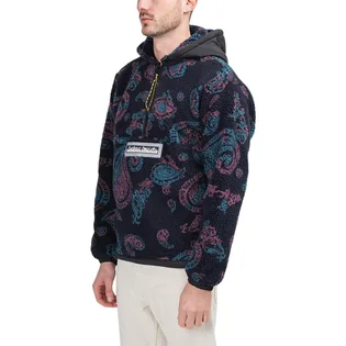 Aries Paisley Half Zip Fleece Hoodie (Schwarz)