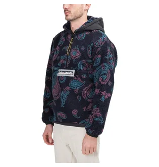 Aries Paisley Half Zip Fleece Hoodie (Schwarz)