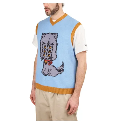 Brain Dead Kitty Cat Sweater Vest (Hellblau)