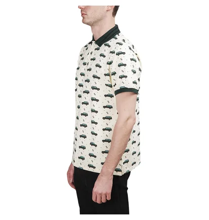 Aimé Leon Dore Pique Polo Car Graphic (Beige / Grün)