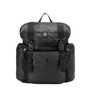 Stone Island Mussola Gommate Canvas Print Backpack (Schwarz)