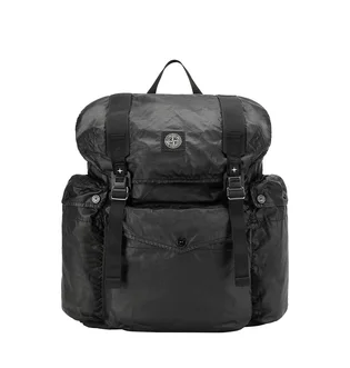 Stone Island Mussola Gommate Canvas Print Backpack (Schwarz)