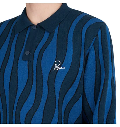 by Parra Aqua Weed Waves Knitted Polo Shirt (Multi)