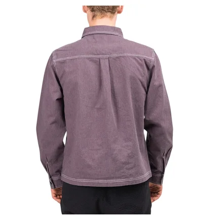 Stüssy Overdyed Hickory LS Zip Shirt (Lila)