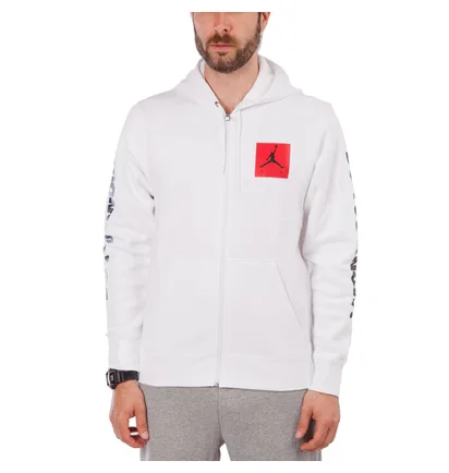 Nike Air Jordan 3 Flight Fleece Full-Zip Hoodie (Weiß / Rot / Schwarz)