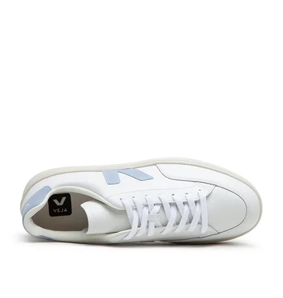 Veja V-12 Leather (Weiß / Hellblau)