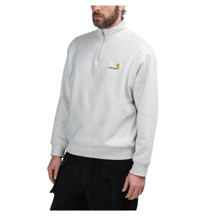 Carhartt WIP Half Zip American Script Sweatshirt (Hellgrau)