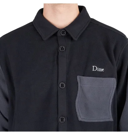 Dime Polar Fleece Button Up Shirt (Schwarz)