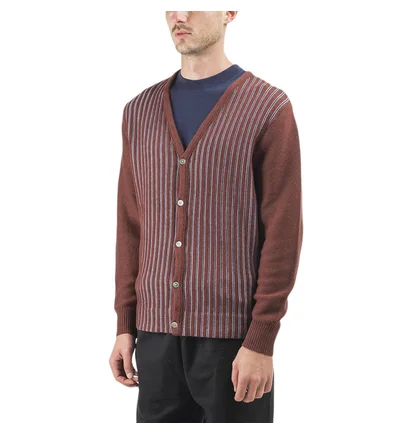 Stüssy Stripe Cardigan (Weinrot)