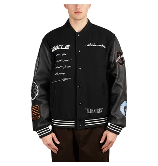 Pleasures x Unkle Mowax Varsity (Schwarz / Weiß)