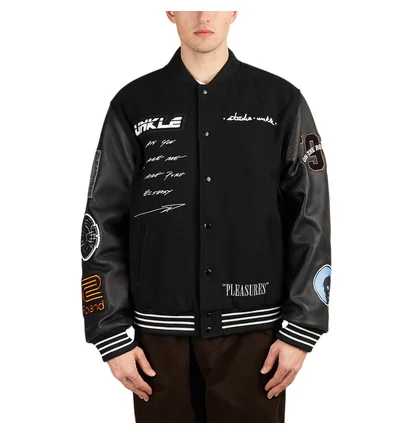 Pleasures x Unkle Mowax Varsity (Schwarz / Weiß)