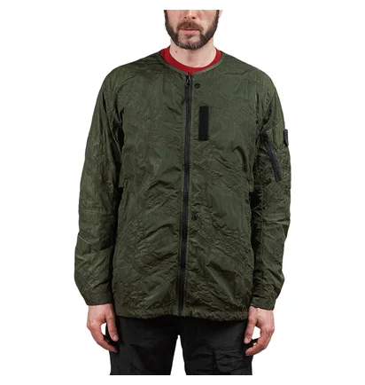 Stone Island Shadow Project Imprint Nylon Colarless Jacket (Olive)