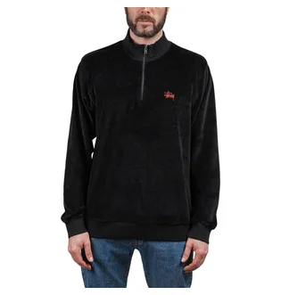 Stüssy Velours LS Zip Mock (Schwarz)