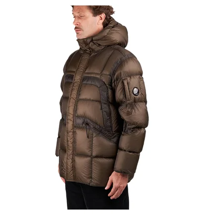 C.P. Company D.D. Shell Hooded Long Down Jacket (Oliv)