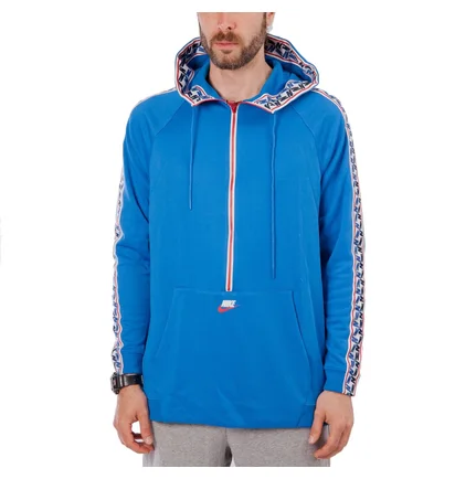 Nike NSW Taped Half Zip Hooded Poly (Blau / Weiß)
