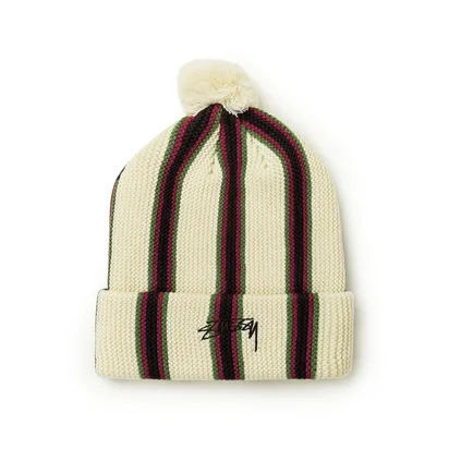 Stüssy Striped Pom Beanie (Beige)
