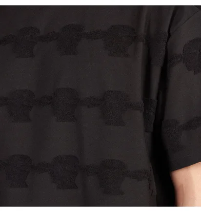 Brain Dead Lightning Head Textured Stripe T-Shirt (Schwarz)
