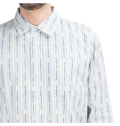 Stüssy Jacquard Logo Stripe Shirt (Weiß)