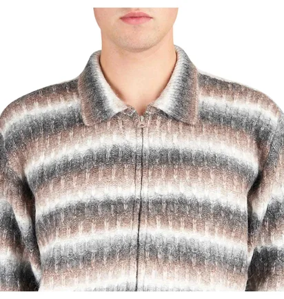 Obey Reggie Zip Up Cardigan Sweater (Braun / Beige)