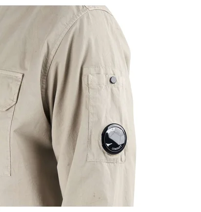 C.P. Company Organic Gabardine Full Zip Overshirt (Beige)