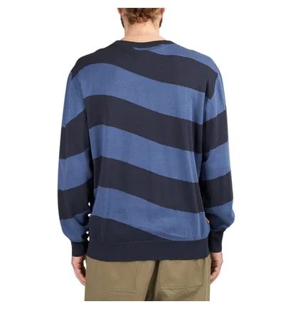 Dime Wave Striped Light Knit Sweater (Navy)