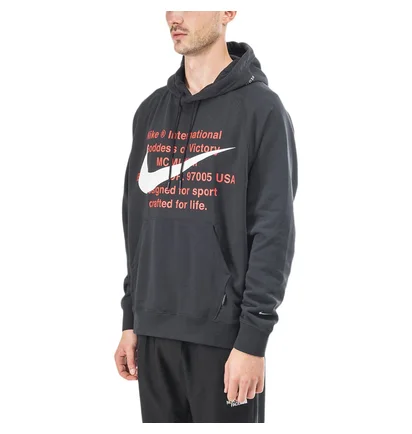 Nike Swoosh French-Terry Hoodie (Schwarz)