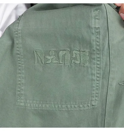 Norse Projects x Geoff McFetridge Mads Backsatin Shirt (Grüngrau)