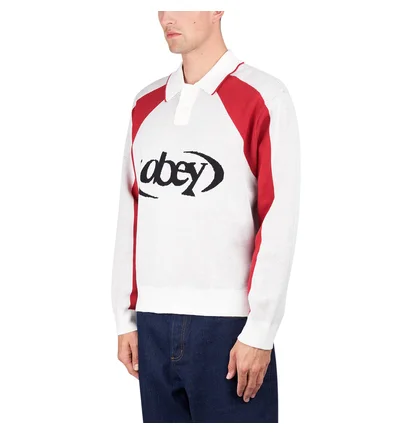 Obey Soccer Polo Sweater (Beige / Rot)
