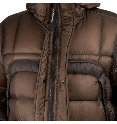 C.P. Company D.D. Shell Hooded Long Down Jacket (Oliv)