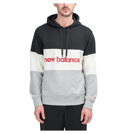 New Balance MT93545 BKW Athletics Stadium Hoodie (Schwarz / Weiss / Grau)