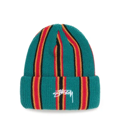 Stüssy Vertical Stripe Cuff Beanie (Türkis)