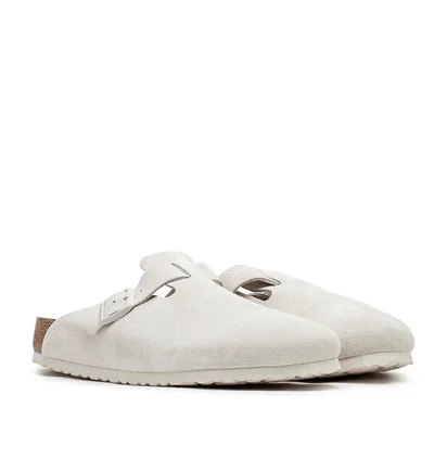 Birkenstock Boston Soft Footbed Suede Leather Regular (Beige)