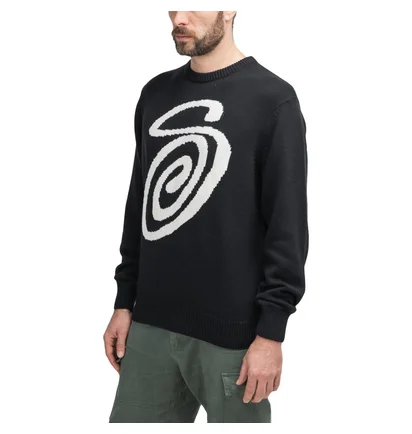 Stüssy Curly S Sweater (Schwarz / Weiß)