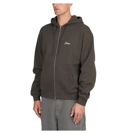 Dime Cursive Small Logo Zip Hoodie (Dunkelgrau)